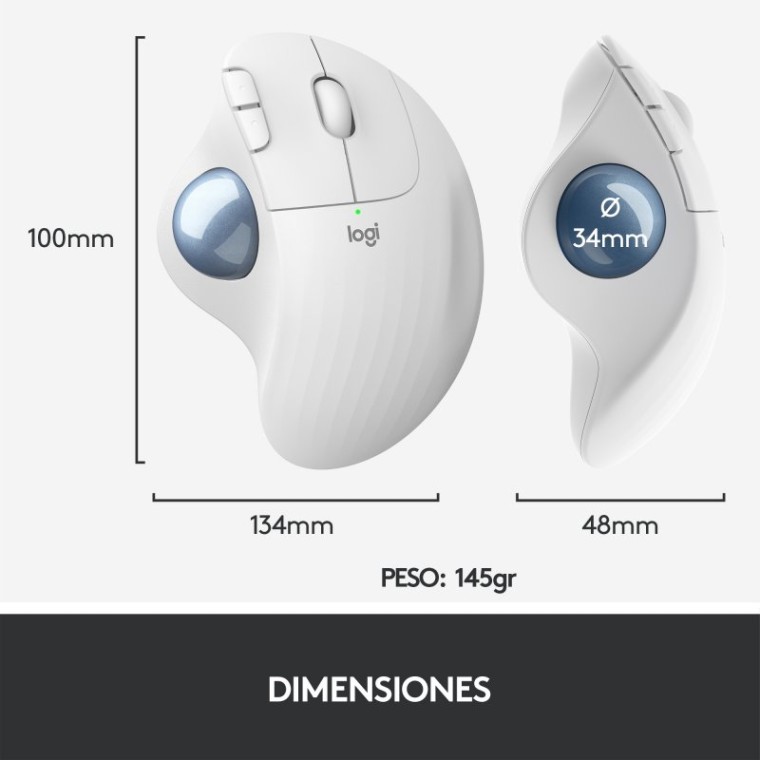 Logitech Ergo M575 Ratón Trackball Inalámbrico 2000DPI Blanco