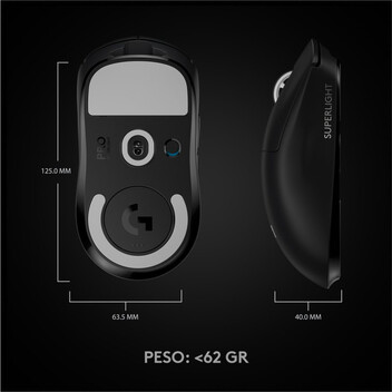 Logitech Pro X Superlight Ratón Inalámbrico Gaming 25400DPI Negro Logitech Pro X Superlight Ratón Inalámbrico Gaming 25400DPI Negro