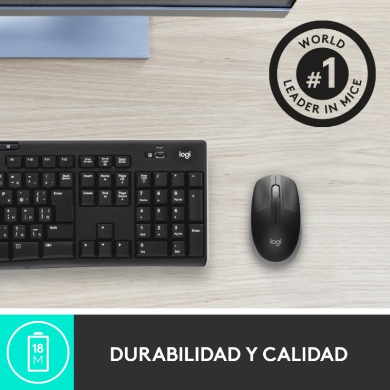 Logitech M190 Ratón Inalámbrico 1000DPI Gris