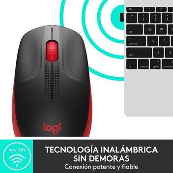 Logitech M190 Ratón Inalámbrico 1000DPI Rojo