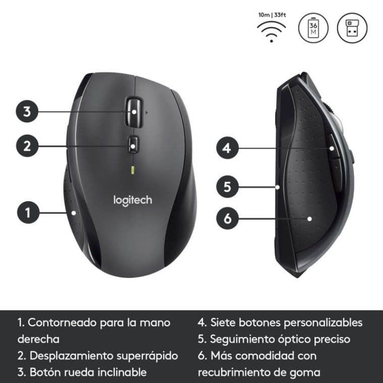 Logitech M705 Marathon Mouse Ratón Inalámbrico 1000 DPI