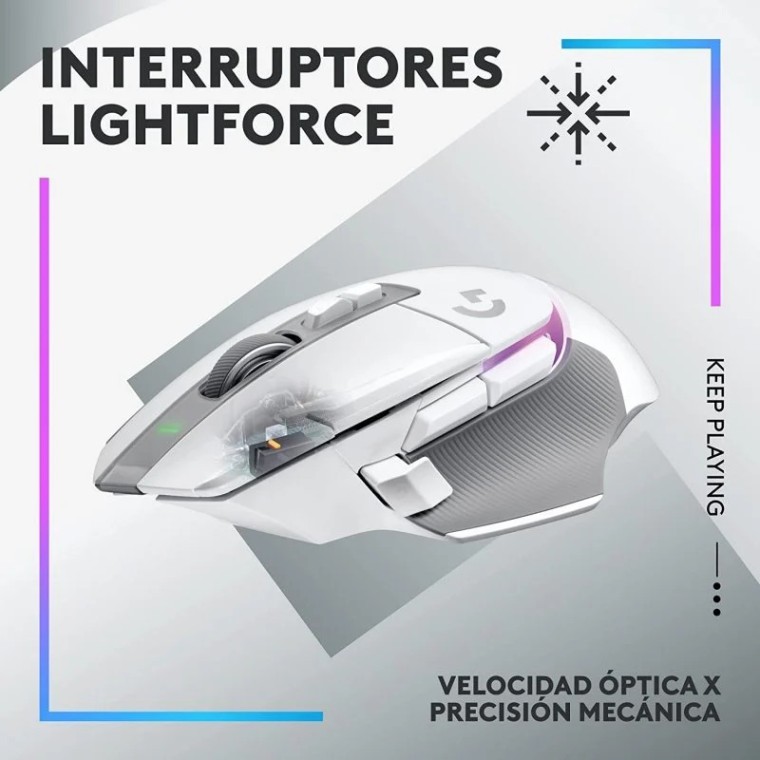 Logitech G502 X Plus Ratón Inalámbrico RGB Blanco 25600DPI + Alfombrilla con Carga Inalámbrica Power