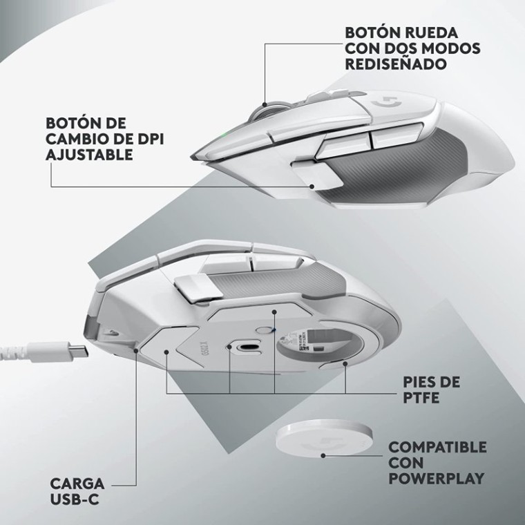 Logitech G G502 X LIGHTSPEED Ratón Inalámbrico Gaming 25600 DPI Blanco