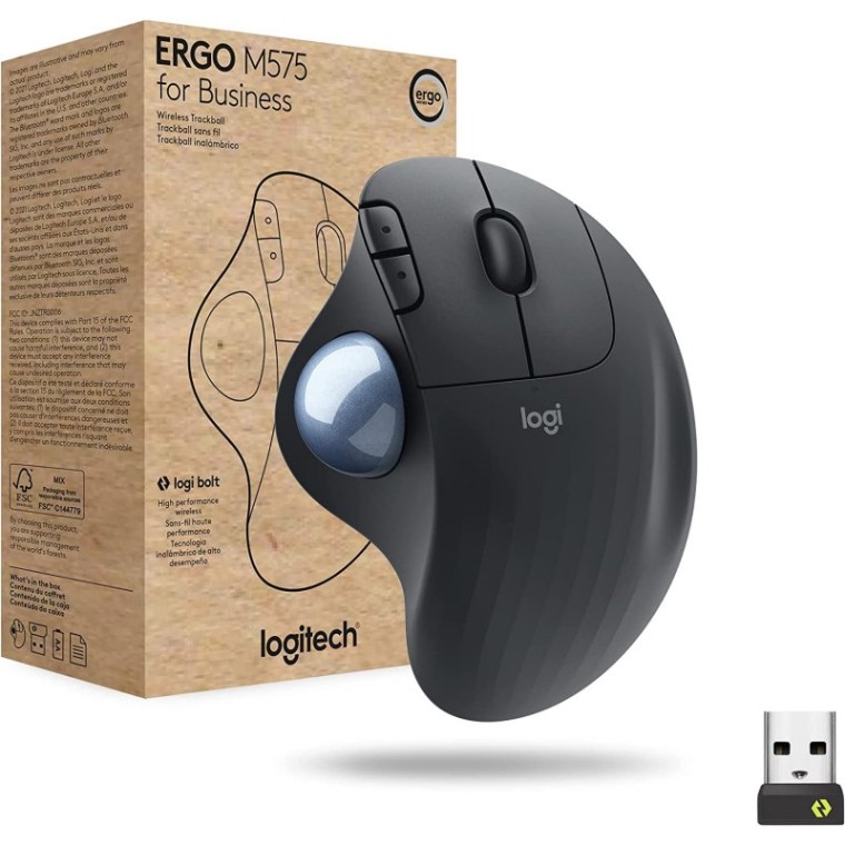 Logitech Ergo M575 para Empresa Ratón Inalámbrico Trackball 2000 DPI Grafito