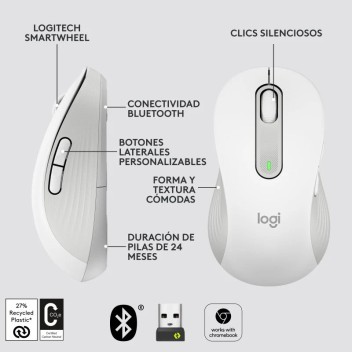 Logitech Signature M650 L Left Ratón Óptico Inalámbrico para Zurdos 2000DPI Blanco Logitech Signature M650 L Left Ratón Óptico Inalámbrico para Zurdos 2000DPI Blanco