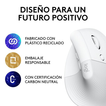 Logitech Lift Ratón Inalámbrico Vertical para Diestros 4000 DPI Blanco
