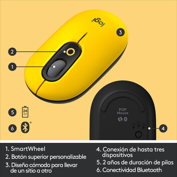 Logitech POP Ratón Inalámbrico Emoji Personalizable 4000DPI Amarillo Logitech POP Ratón Inalámbrico Emoji Personalizable 4000DPI Amarillo