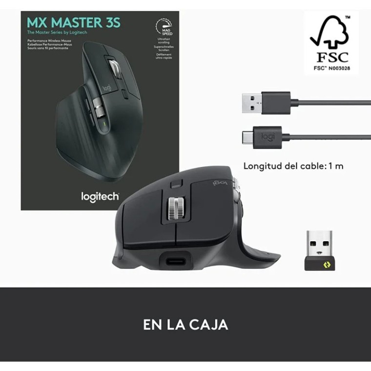 Logitech MX Master 3S Performance Ratón Inalámbrico 8000 DPI Negro