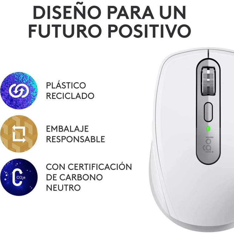 Logitech MX Anywhere 3S Ratón Inalámbrico Bluetooth Compacto Silencioso 8000 DPI Blanco