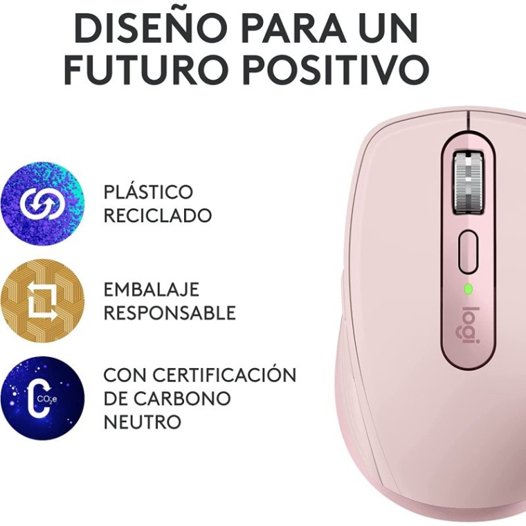 Logitech MX Anywhere 3S Ratón Inalámbrico Bluetooth Compacto Silencioso 8000 DPI Rosa