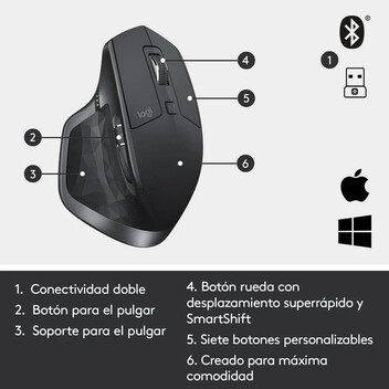 Logitech MX Master 2S Ratón Wireless 4000 DPI Negro Logitech MX Master 2S Ratón Wireless 4000 DPI Negro