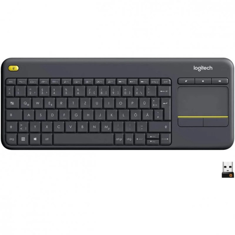 Logitech K400 Plus Teclado Inalámbrico con Touchpad Negro Layout Alemán