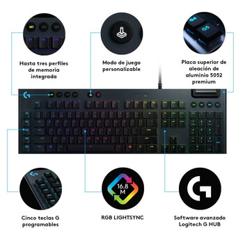 Logitech G815 Teclado Mecánico Gaming RGB GL Táctil Logitech G815 Teclado Mecánico Gaming RGB GL Táctil