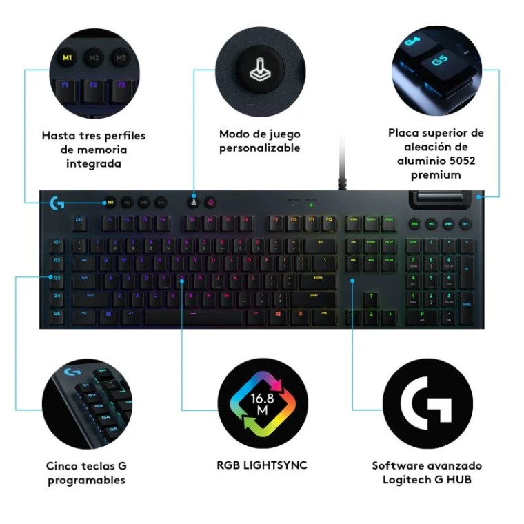 Logitech G815 Teclado Mecánico Gaming RGB GL Táctil