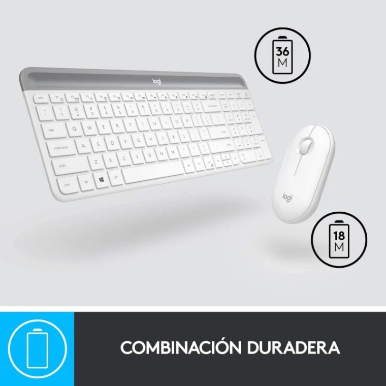 Logitech MK470 Slim Combo Teclado + Ratón Inalámbricos Blanco