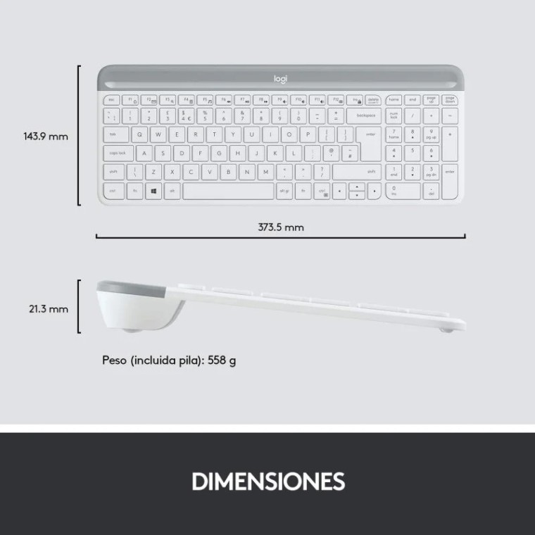 Logitech MK470 Slim Combo Teclado + Ratón Inalámbricos Blanco