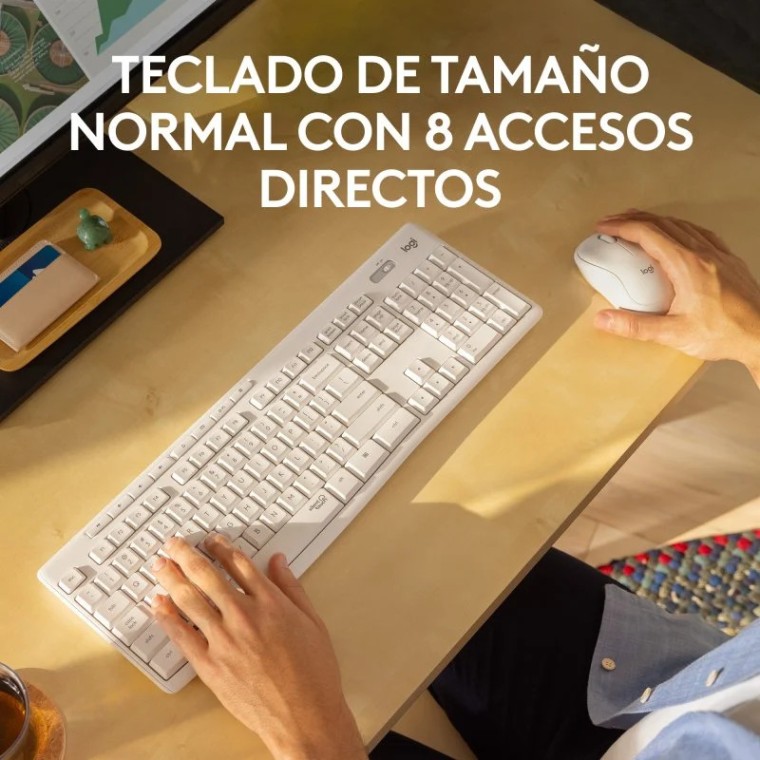 Logitech MK295 Combo Teclado + Ratón Inalámbricos Blanco Crudo