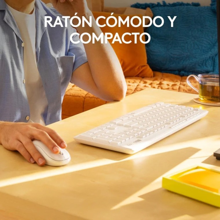 Logitech MK295 Combo Teclado + Ratón Inalámbricos Blanco Crudo