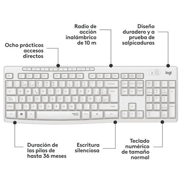 Logitech MK295 Combo Teclado + Ratón Inalámbricos Blanco Crudo Logitech MK295 Combo Teclado + Ratón Inalámbricos Blanco Crudo