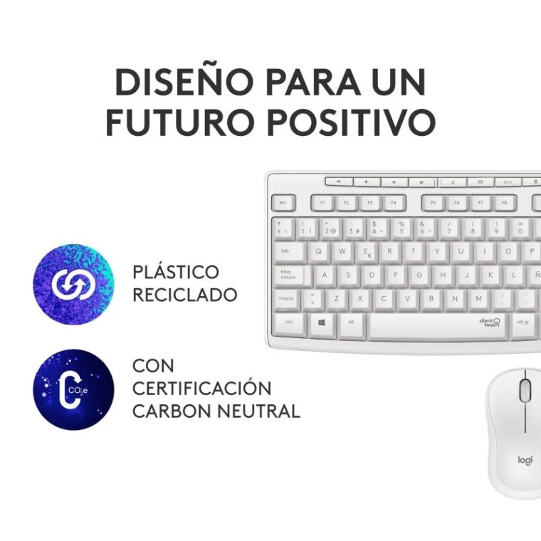 Logitech MK295 Combo Teclado + Ratón Inalámbricos Blanco Crudo