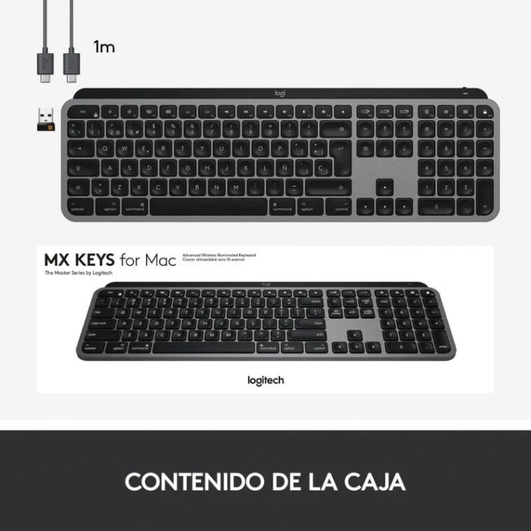 Logitech MX Keys Teclado Inalámbrico Retroiluminado para Mac/iPad Gris QWERTY Italiano