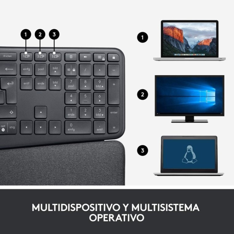 Logitech Ergo K860 For Business Teclado Inalámbrico Bluetooth Negro