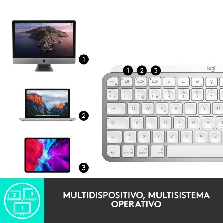 Logitech MX Keys Mini Teclado Inalámbrico Bluetooth Gris