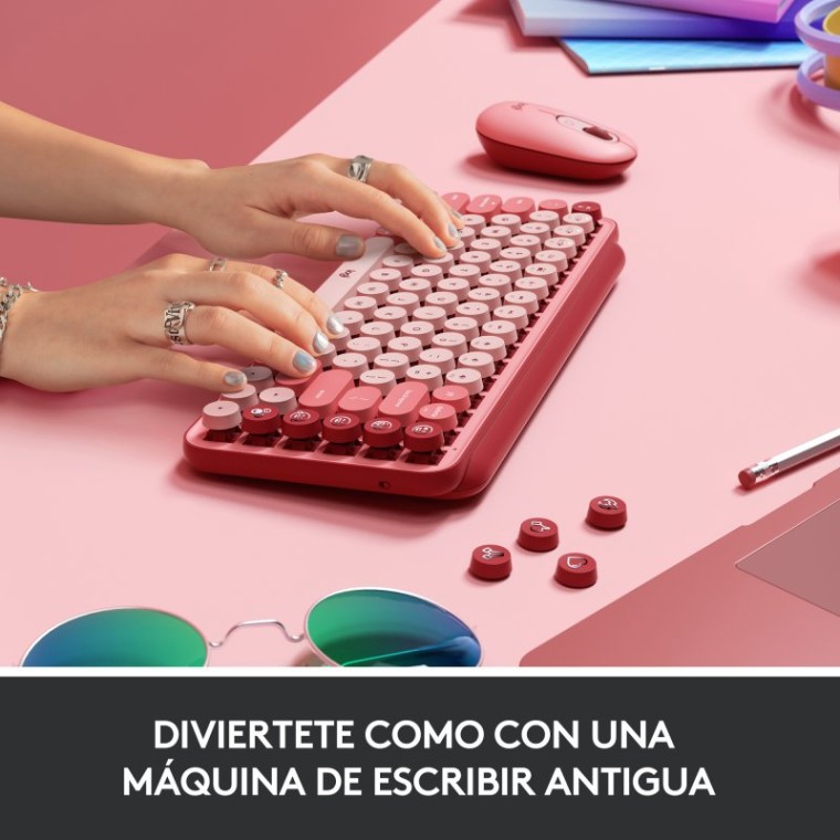 Logitech Pop Keys Heartbreaker Teclado Mecánico Inalámbrico con Teclas de Emojis Personalizables