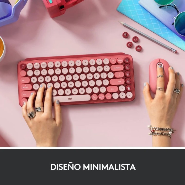 Logitech Pop Keys Heartbreaker Teclado Mecánico Inalámbrico con Teclas de Emojis Personalizables