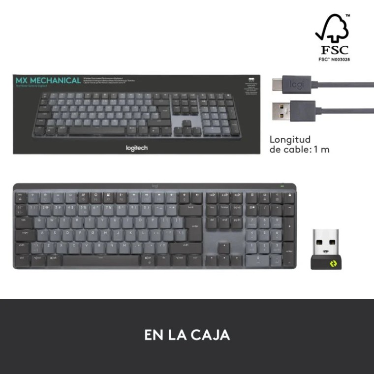 Logitech MX Teclado Mecánico Retroiluminado Inalámbrico Grafito Layout US