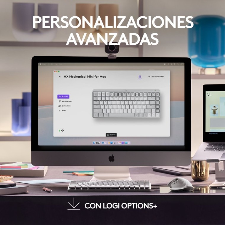 Logitech MX Mechanical Mini para Mac Teclado Mecánico Inalámbrico Gris Pálido (USA)