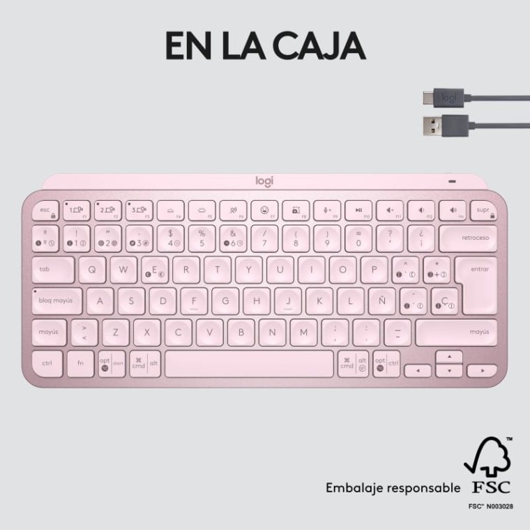 Logitech MX Keys Mini Teclado Inalámbrico Bluetooth Rosa