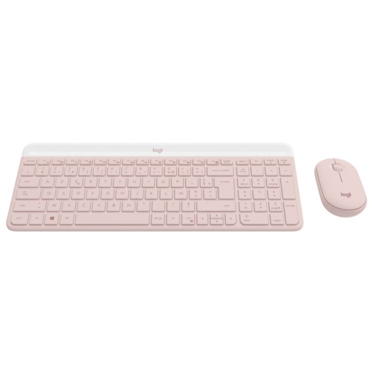 Logitech MK470 Slim Combo Teclado + Ratón Inalámbricos Rosado Layout Francés