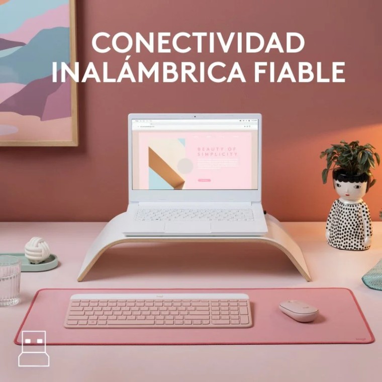 Logitech MK470 Slim Combo Teclado + Ratón Inalámbricos Rosado