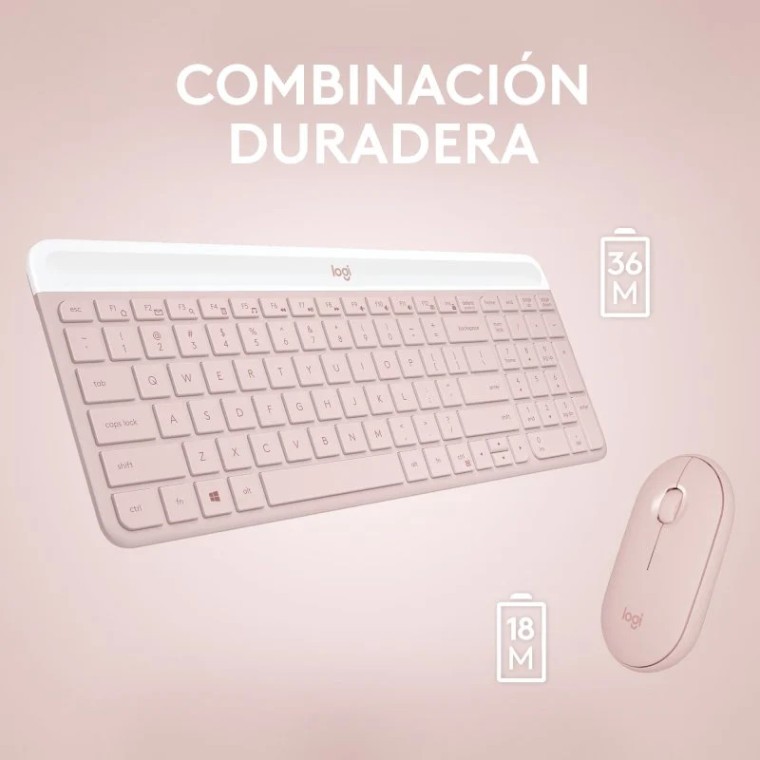 Logitech MK470 Slim Combo Teclado + Ratón Inalámbricos Rosado