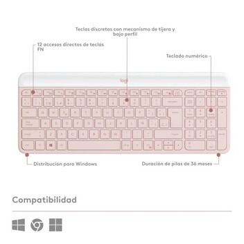 Logitech MK470 Slim Combo Teclado + Ratón Inalámbricos Rosado Logitech MK470 Slim Combo Teclado + Ratón Inalámbricos Rosado