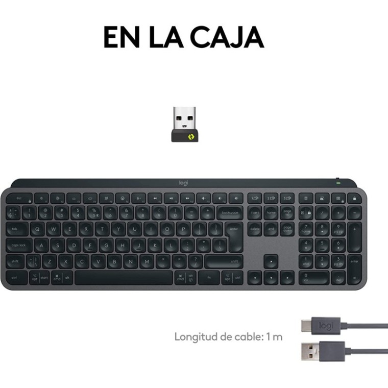 Logitech MX Keys S Teclado Inalámbrico Bluetooth de Perfil Bajo Grafito