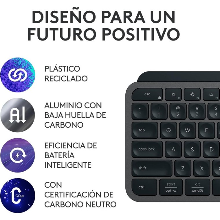 Logitech MX Keys S Teclado Inalámbrico Bluetooth de Perfil Bajo QWERTY Portugués Grafito