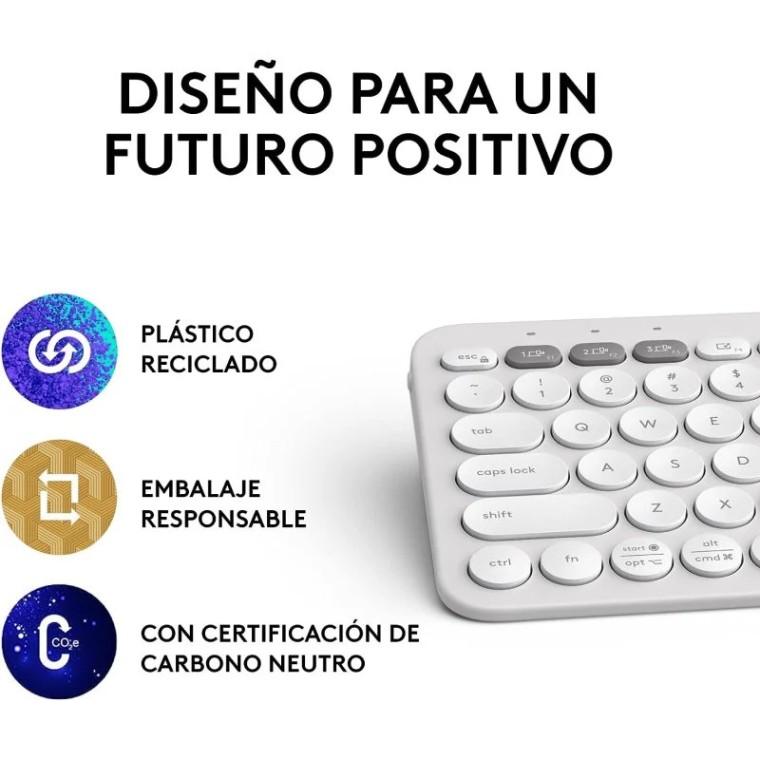 Logitech Pebble Keys 2 K380s Teclado Bluetooth Multidispositivo Blanco