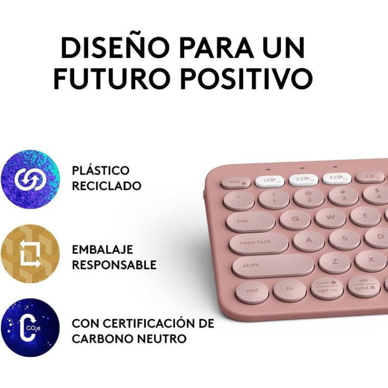 Logitech Pebble Keys 2 K380s Teclado Bluetooth Multidispositivo Rosa