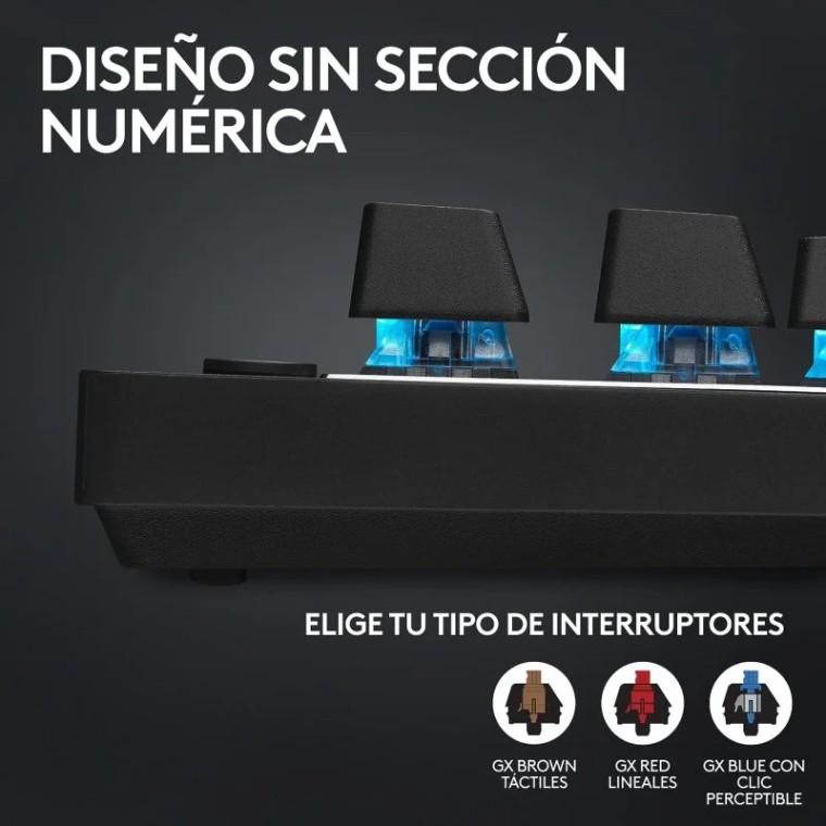 Logitech G Pro X TKL Lightspeed Teclado Inalámbrico Gaming Negro RGB LIGHTSYNC GX Brown