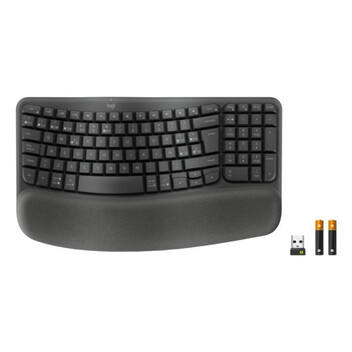 Teclado de membrana Logitech Wave Keys for Business Layout ES ergonómico inalámbrico con reposamuñec