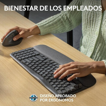 Teclado de membrana Logitech Wave Keys for Business Layout ES ergonómico inalámbrico con reposamuñec
