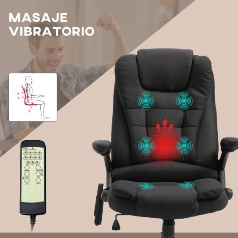 Vinsetto Silla De Masaje Reclinable Con 6 Puntos De Masaje 68x72x110-120cm Negro