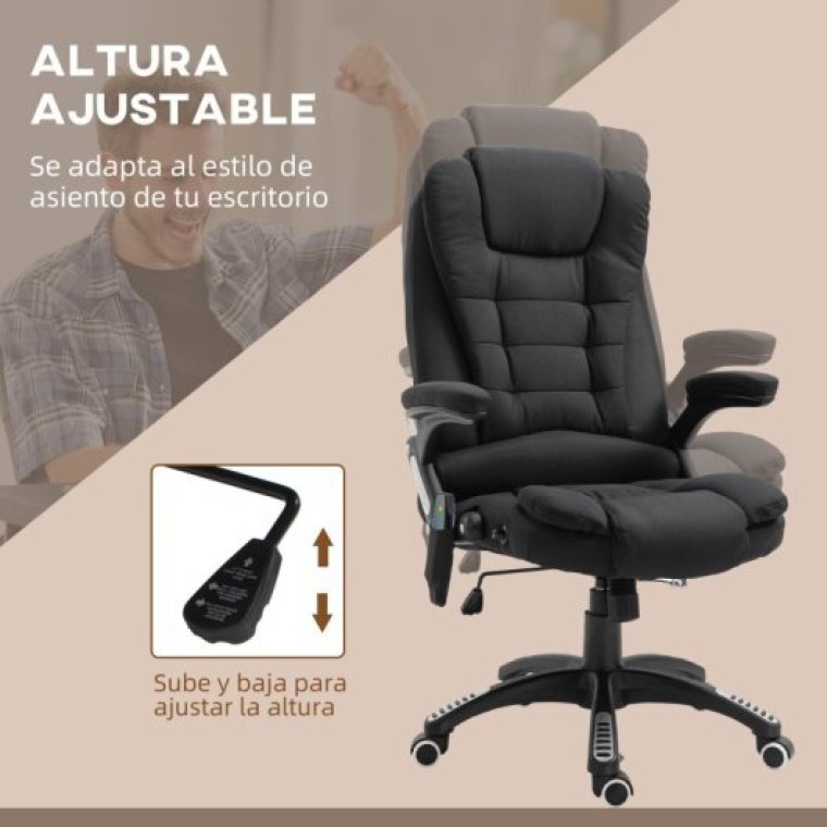 Vinsetto Silla De Masaje Reclinable Con 6 Puntos De Masaje 68x72x110-120cm Negro