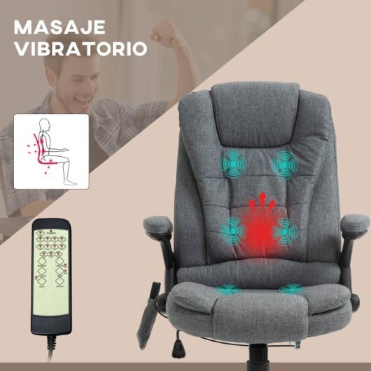 Vinsetto Silla De Masaje Reclinable Con 6 Puntos De Masaje 68x72x110-120 Cm Gris