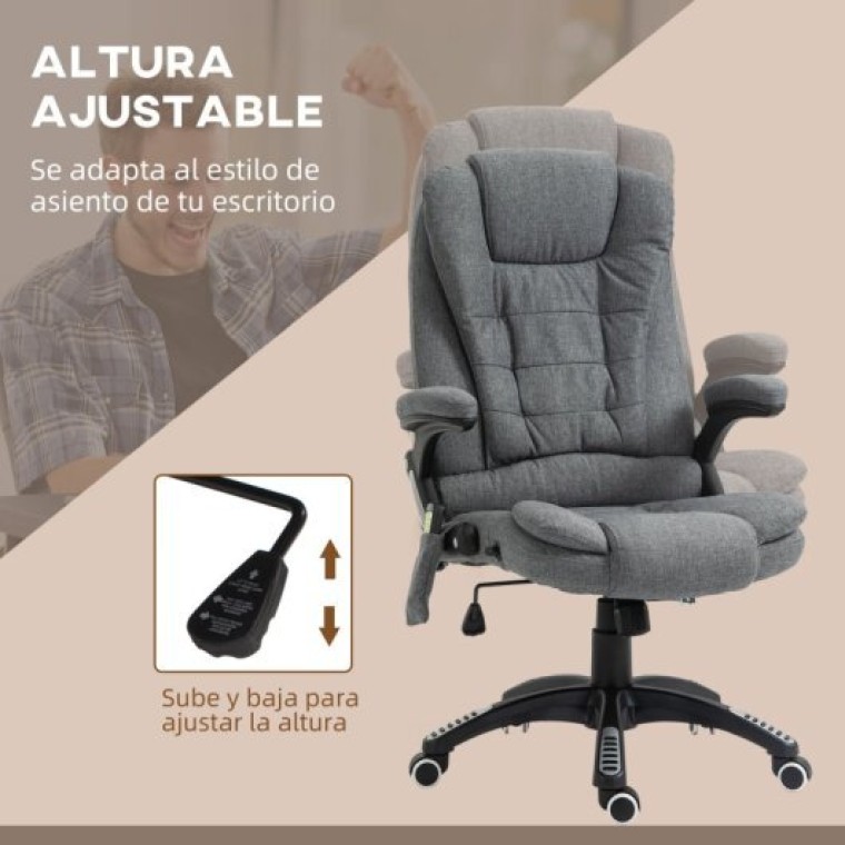 Vinsetto Silla De Masaje Reclinable Con 6 Puntos De Masaje 68x72x110-120 Cm Gris