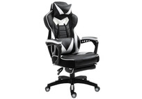 Vinsetto Silla Ergonómica con Reposapiés Blanca/Negra