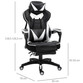 Vinsetto Silla Ergonómica con Reposapiés Blanca/Negra