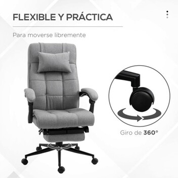 Vinsetto Silla De Oficina Reclinable Con Altura Ajustable 66x76x116-124 Cm Gris Vinsetto Silla De Oficina Reclinable Con Altura Ajustable 66x76x116-124 Cm Gris